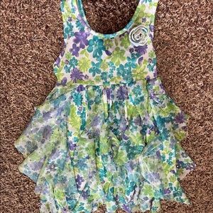 Girls tank. Purple. Green. Ruffles